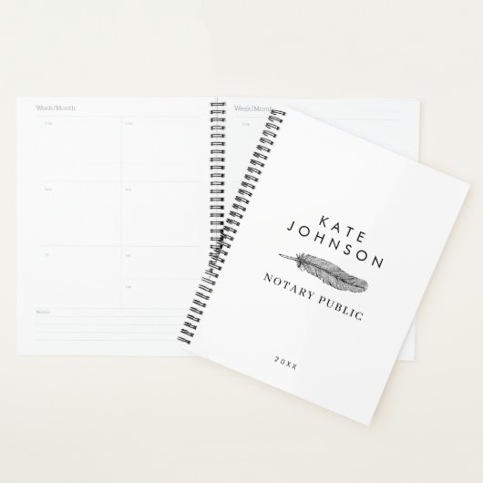 Minimalistische Notaris Ondertekenaar Feather Quil Planner (Display)