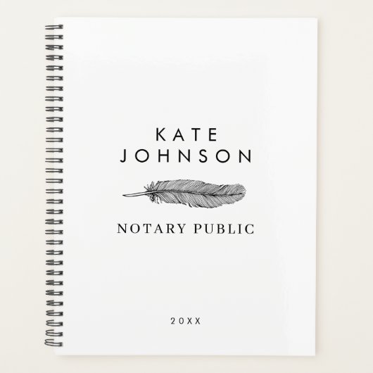 Minimalistische Notaris Ondertekenaar Feather Quil Planner (Voorkant)