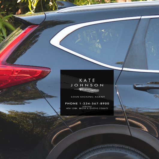 Minimalistische Notaris Ondertekenaar Feather Quil Sticker (Auto Zijkant)