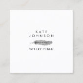 Minimalistische Notaris Ondertekenaar Feather Quil Vierkante Visitekaartje (Voorkant)