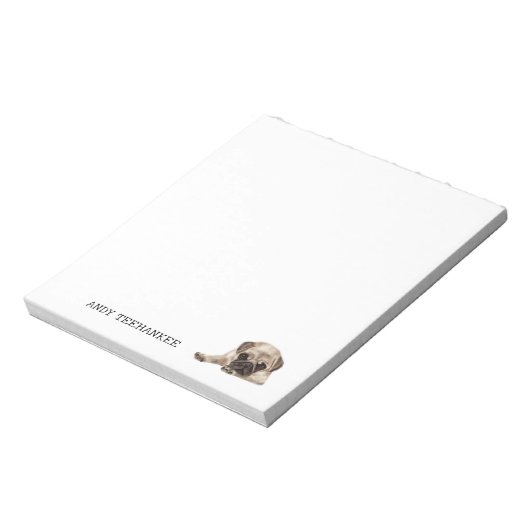 Minimalistische notitieblok hond pug, bewerkbaar,  (Linkerzijde)