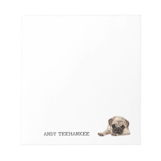 Minimalistische notitieblok hond pug, bewerkbaar,  (Voorkant)