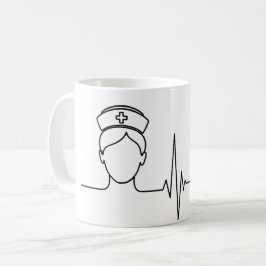 Minimalistische Nurse Hartslag Lijn Kunst Mok
