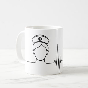 Minimalistische Nurse Hartslag Lijn Kunst Mok
