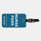 Minimalistische Nurse Pass - Bold Blue School Hall Bagagelabel (Voorkant horizontaal)