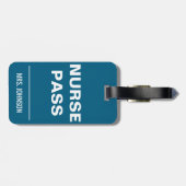 Minimalistische Nurse Pass - Bold Blue School Hall Bagagelabel (Achterkant horizontaal)