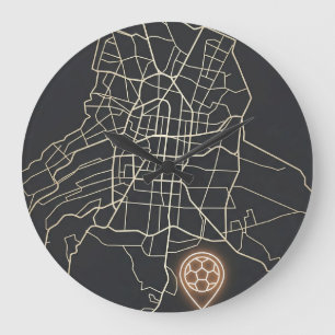 Minimalistische NYC-voetbalkaartspeldlijn Kunst Grote Klok