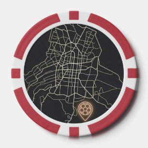 Minimalistische NYC-voetbalkaartspeldlijn Kunst Poker Chips