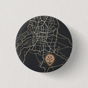 Minimalistische NYC-voetbalkaartspeldlijn Kunst Ronde Button 3,2 Cm