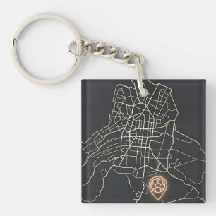 Minimalistische NYC-voetbalkaartspeldlijn Kunst Sleutelhanger