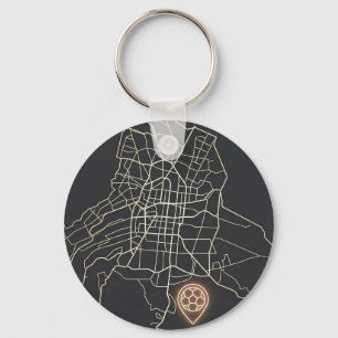 Minimalistische NYC-voetbalkaartspeldlijn Kunst Sleutelhanger