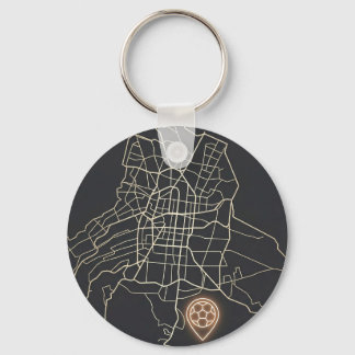 Minimalistische NYC-voetbalkaartspeldlijn Kunst Sleutelhanger