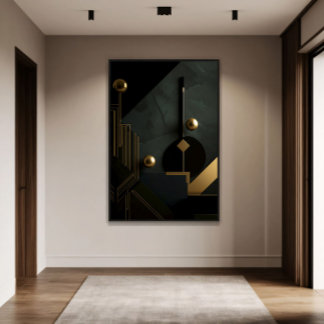 minimalistische oase met gouden licht poster