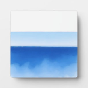 Minimalistische Oceaanhorizon Blauwe Aquarel Seren Fotoplaat