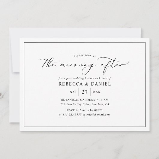 Minimalistische ochtend na bruiloft brunch kaart (Voorkant)