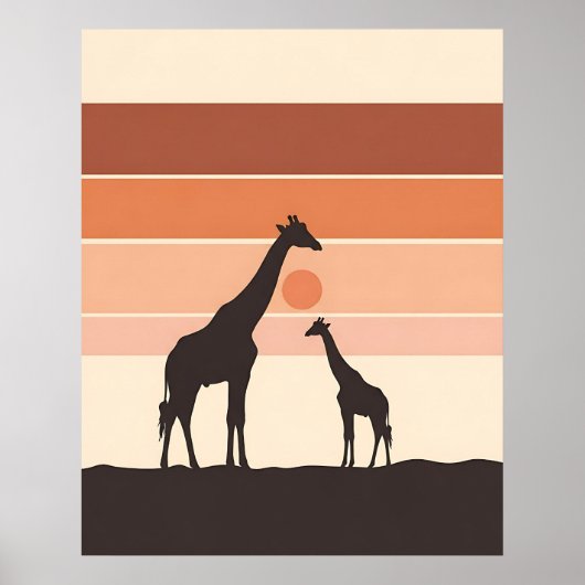 Minimalistische Oerwoud Giraffe Art Poster (Voorkant)