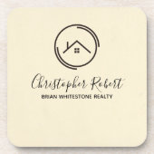Minimalistische Off White Vastgoed Bier Onderzetter (Voorkant)