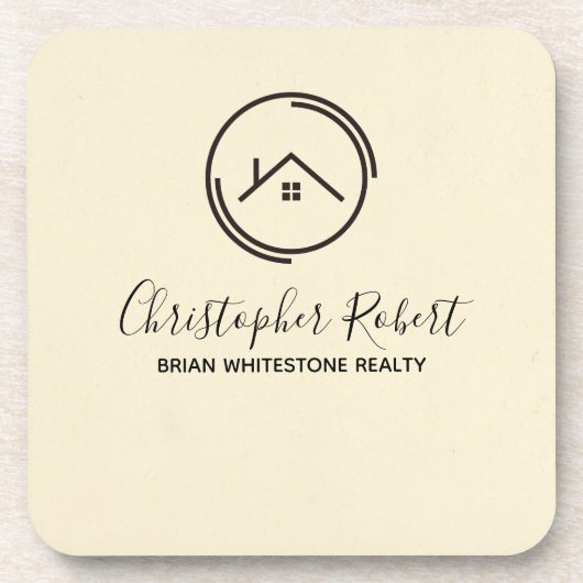 Minimalistische Off White Vastgoed Bier Onderzetter (Voorkant)