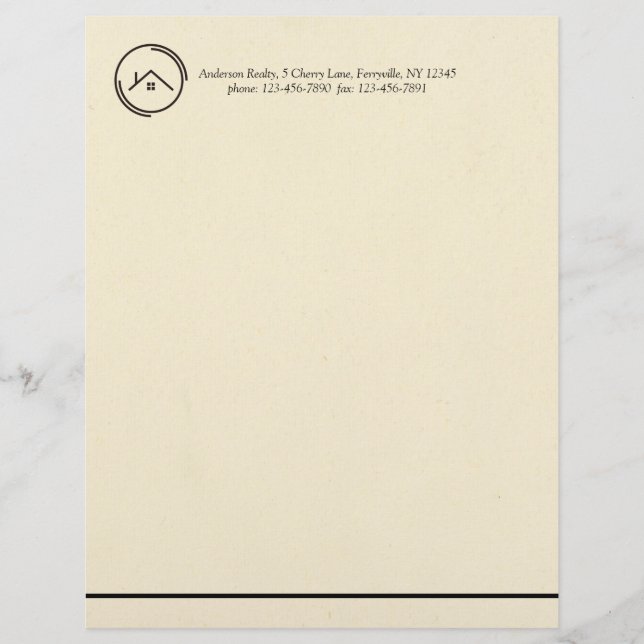 Minimalistische Off White Vastgoed Briefhoofd (Voorkant)
