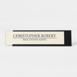 Minimalistische Off White Vastgoed Bureau Naambordje