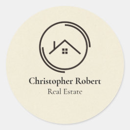 Minimalistische Off White Vastgoed Ronde Sticker