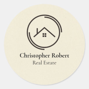 Minimalistische Off White Vastgoed Ronde Sticker