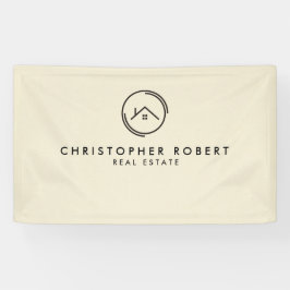 Minimalistische Off White Vastgoed Spandoek