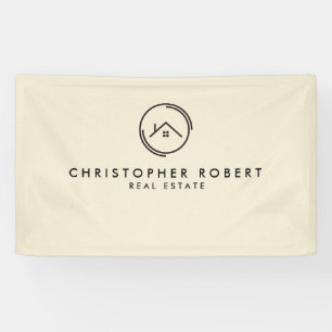 Minimalistische Off White Vastgoed Spandoek