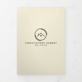 Minimalistische Off White Vastgoed Vouw Kaart