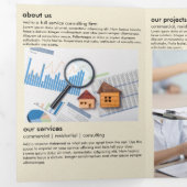 Minimalistische Off White Vastgoed Vouw Kaart (Binnenzijde eerst)