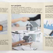 Minimalistische Off White Vastgoed Vouw Kaart (Binnenkant midden)