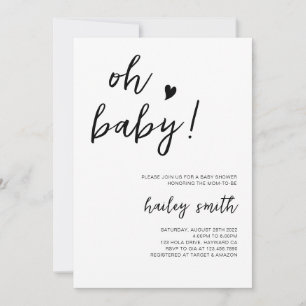 Minimalistische Oh Baby Baby shower Uitnodiging