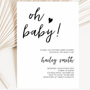 Minimalistische Oh Baby Baby Shower Uitnodiging