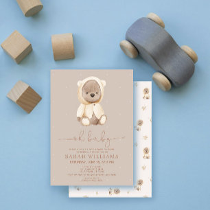 Minimalistische Oh Baby Bruine Beer Baby Shower Kaart