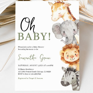 Minimalistische Oh Baby Safari Baby Shower Kaart