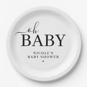 Minimalistische Oh Baby Shower Papieren Bordje