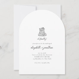 Minimalistische Oh Eindelijk Script Trouwkaart Kaart