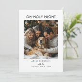Minimalistische Oh Holy Night Kerstfoto Feestdagenkaart (Staand voorkant)