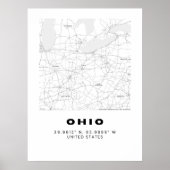 Minimalistische Ohio Kaart Kunst - Zwart en Wit Poster (Voorkant)