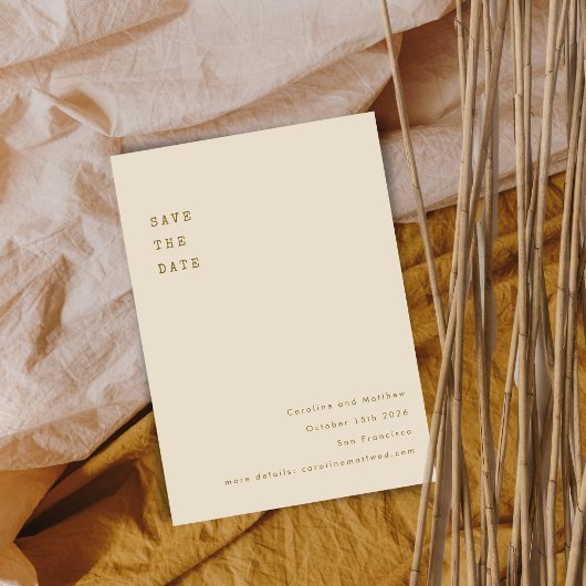 Minimalistische Oker Retro Schrijfmachine Letterty Save The Date