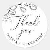 Minimalistische Olijf Bedankt | Elegante huwelijks Ronde Sticker (Voorkant)