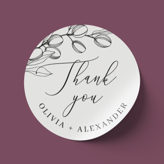 Minimalistische Olijf Bedankt | Elegante huwelijks Ronde Sticker