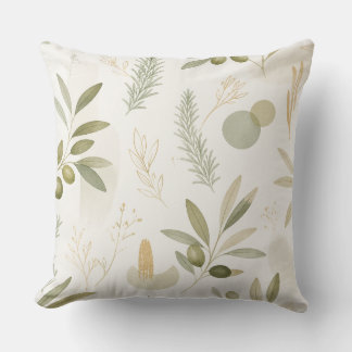 Minimalistische olijf- en rozemarijn botanische ku kussen