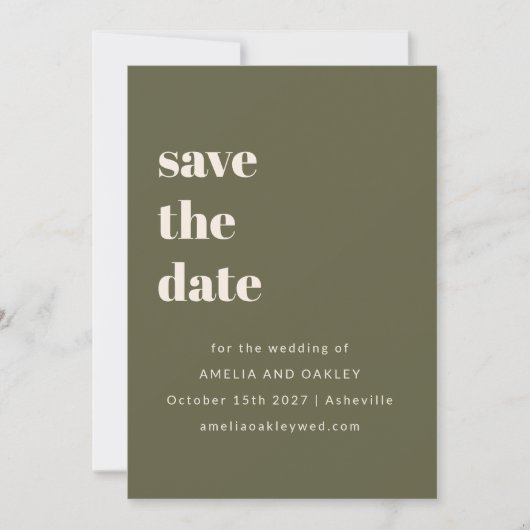 Minimalistische Olijf Herfst Retro Eenvoudige Brui Save The Date (Voorkant)