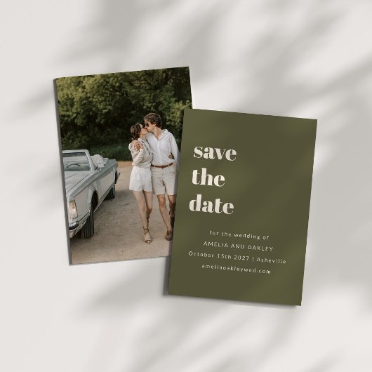 Minimalistische Olijf Herfst Retro Eenvoudige Brui Save The Date