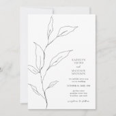 Minimalistische Olijfblad tak groen bruiloft Kaart (Voorkant)