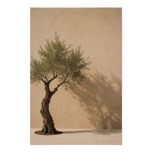 Minimalistische Olijfboom Muurkunst Poster (Voorkant)