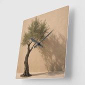 Minimalistische olijfboom wandklok (Hoek)