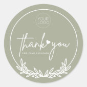 Minimalistische Olijfgroen Business Bedankt Custom Ronde Sticker (Voorkant)