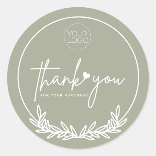 Minimalistische Olijfgroen Business Bedankt Custom Ronde Sticker (Voorkant)